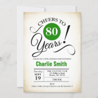 Festa de aniversário 80 - Preto Verde Branco