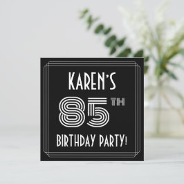 Convite festa de aniversário 85: Estilo de Deco da Arte co