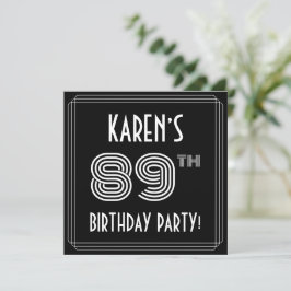 Convite festa de aniversário 89: Estilo de Deco de Arte co