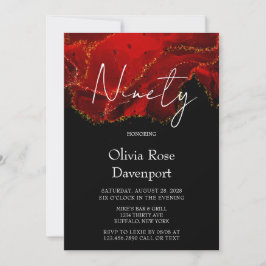 Convite Festa de aniversário 90 de Tinta de Álcool Vermelh
