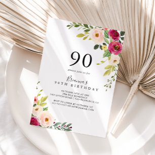 Convite Festa de aniversário 90 Verde Rosa
