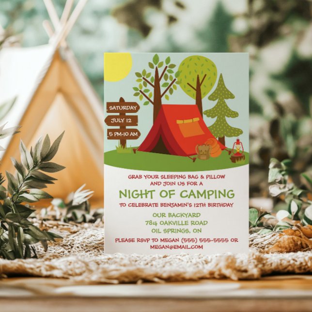 Convite Festa de Aniversário Acampamento (Criador carregado)