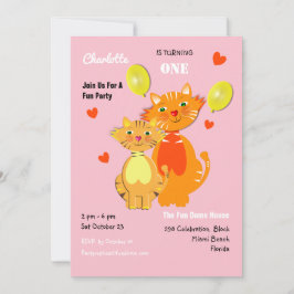 Convite Festa de aniversário Adorável De Gatinhos De Carto