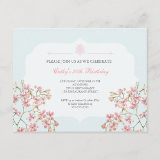 Convite Festa de aniversário Adulta Vintage Floral Purple