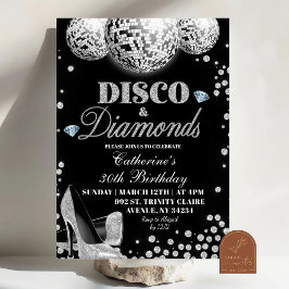 Convite Festa de Aniversário Adulto Disco e Diamantes