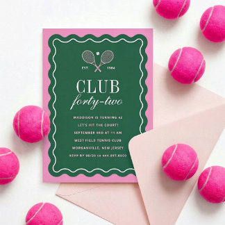 Convite Festa de Aniversário Adulto no Clube de Tênis Verd