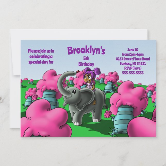 Convite Festa de aniversário Afro-Americana de Elefantes (Frente)