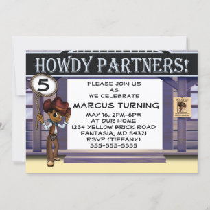 Convite Festa de aniversário afro-americana do cowboy