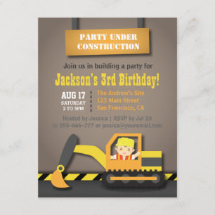 Convite Festa de aniversário alaranjada do tema da