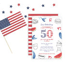 Convite Festa de aniversário All-American CHURRASCO Grill<br><div class="desc">Estrelas e Stripes 50º design de convite de aniversário para uma festa de biscoito ou piquenique amigável no exterior</div>