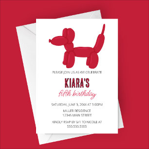 Convite Festa de aniversário Animal do Cachorro Vermelho