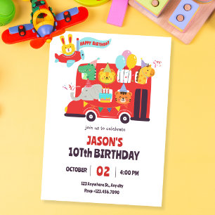 Convite Festa de aniversário animal para crianças divertid