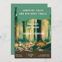 Convite Festa de aniversário ao ar livre de Bonfire Woodla