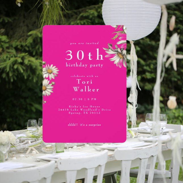 Convite Festa de aniversário Arredondada Rosa Quente (Criador carregado)