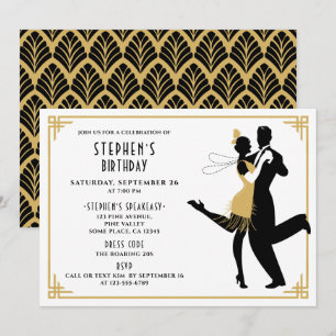 Convite Festa de Aniversário Art Déco/Gatsby/1920 Roaring