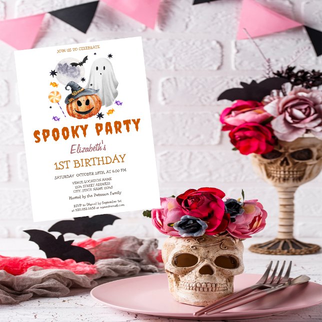 Convite Festa de Aniversário Assustadora da Abóbora Fantas (Criador carregado)