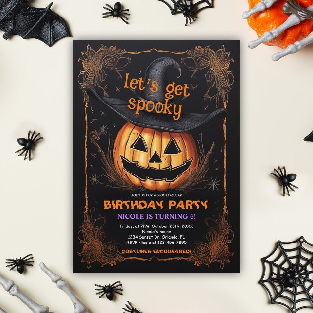 Convite Festa de aniversário assustadora Halloween (Spooky Birthday Party Halloween Invitation)