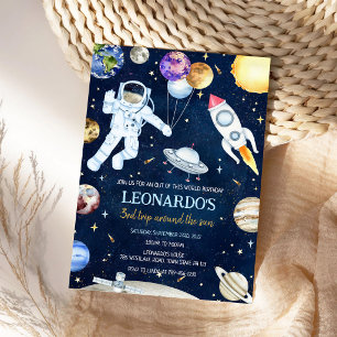 Convite Festa de Aniversário Astronauta Foguete Planetas E