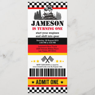 Convite Festa de aniversário ATV Dirt Quad BikeTicket Pas