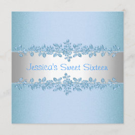 Convite Festa de aniversário azul bonito dos rosas do doce