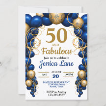 Festa de Aniversário Azul Brilhante e Dourado Plan