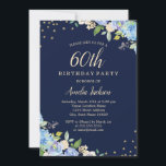 Convite Festa de aniversário azul-cinza 60<br><div class="desc">Convites florais mais bonito na Loja Little Bayleigh!</div>