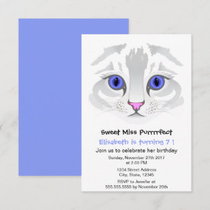 Convite Festa de aniversário azul da menina dos desenhos