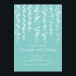 Convite Festa de aniversário azul do doce dezesseis da<br><div class="desc">Comece suas filhas que o doce dezesseis party fora do direito com nossa cortina bonita do convite de festas do doce dezesseis das luzes brancas. Nossos na moda e cordas contemporâneas das características do convite de festas do doce 16 das luzes brancas de cintilação que sparkling em um fundo azul...</div>