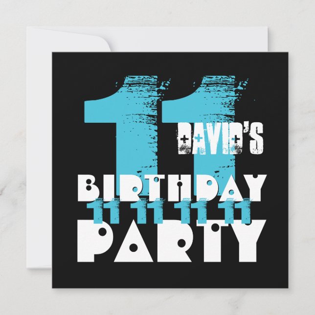 Convite FESTA DE ANIVERSÁRIO AZUL e 11 NEGRA de 11 anos V0 (Frente)