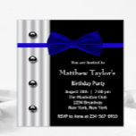 Convite Festa de aniversário azul preto do Arco Tie Mens<br><div class="desc">O arco azul azul azul azul de smoking preto significa convites de festas de aniversários.</div>