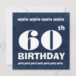 Convite Festa de aniversário azul SURPRESA 60° Modelo bran
