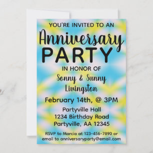 Convite Festa de Aniversário Azul Tie Dye