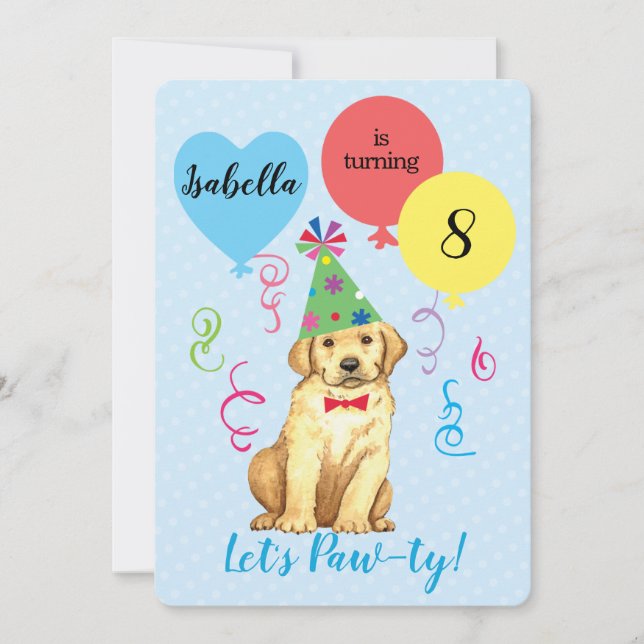 Convite Festa de aniversário Balões Amarelo (Frente)