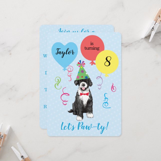 Convite Festa de aniversário Balões de Água em Portugal (Frente/Verso In Situ)