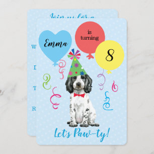 Convite Festa de aniversário Balões Inglês Cocker Spaniel