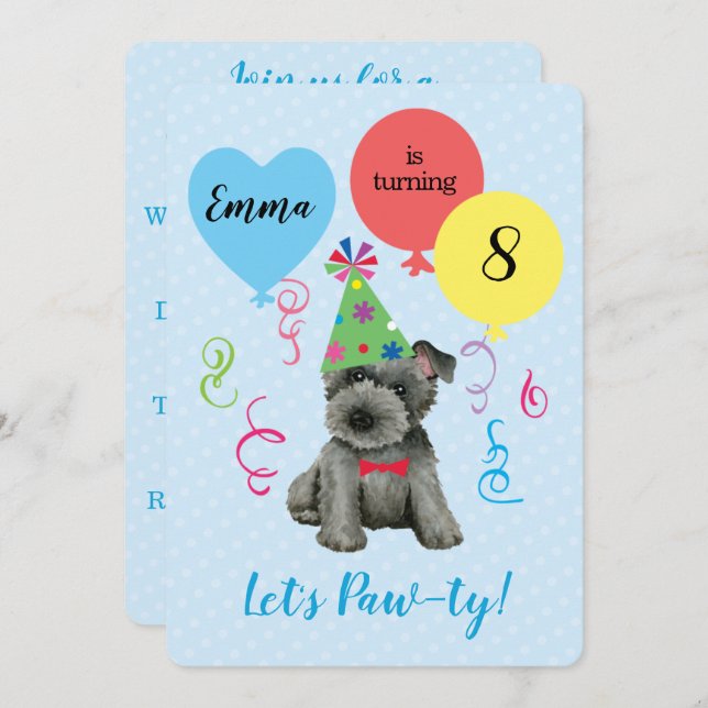 Convite Festa de aniversário Balões - Scottish Terrier (Frente/Verso)