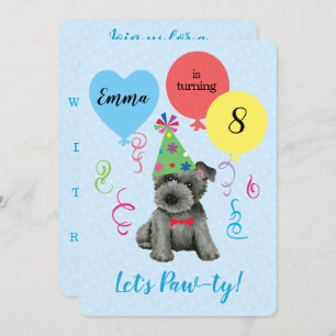 Convite Festa de aniversário Balões - Scottish Terrier