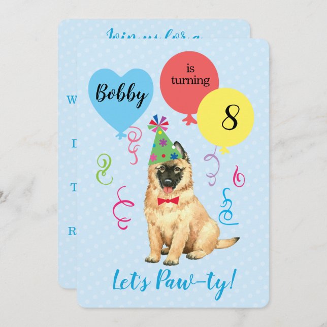 Convite Festa de aniversário Balões Tervuren (Frente/Verso)