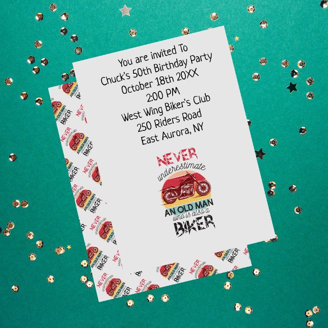 Convite Festa de aniversário Biker - Piada do Velho Homem (Criador carregado)