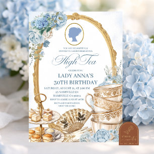Convite Festa de aniversário Blue Regency High Tea