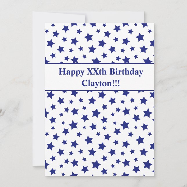 Convite Festa de Aniversário Blue Stars com Mensagem (Frente)