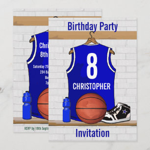 Convite Festa de aniversário Blue White Basball Jersey