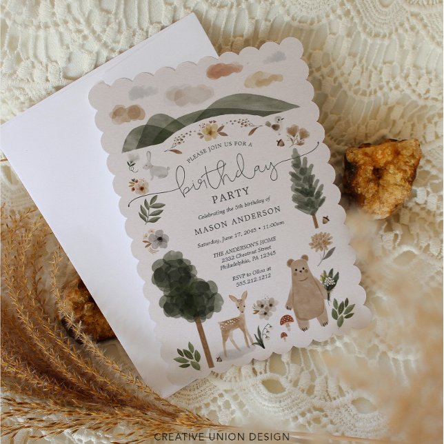 Convite Festa de aniversário Boho Woodland Boy (Criador carregado)
