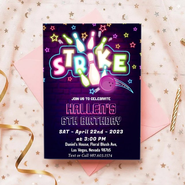 Convite Festa de aniversário boliche (Criador carregado)