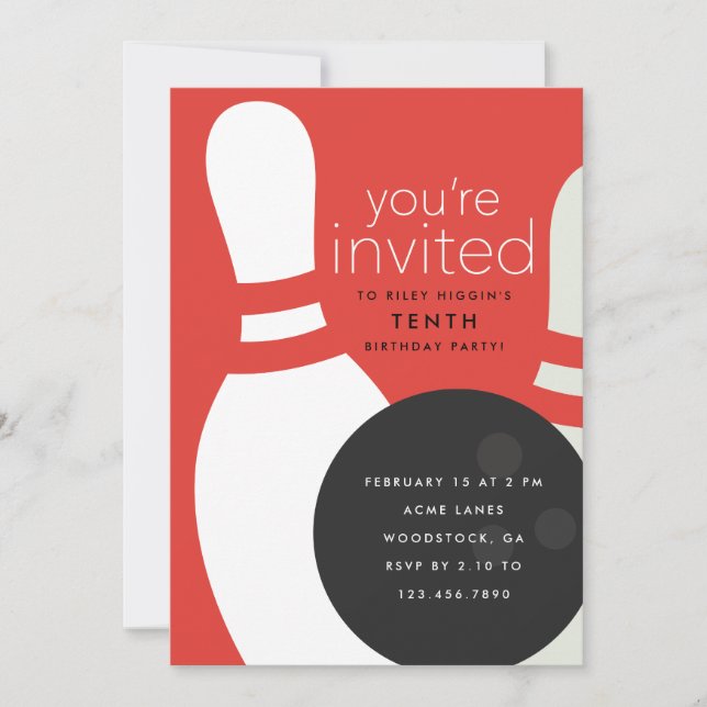 Convite Festa de aniversário boliche (Frente)