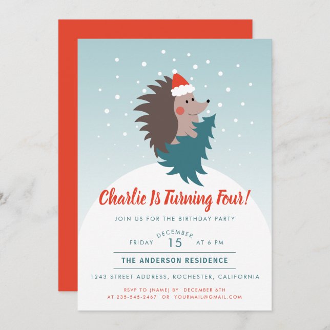 Convite Festa de aniversário Bonita de Porco de Natal (Frente/Verso)