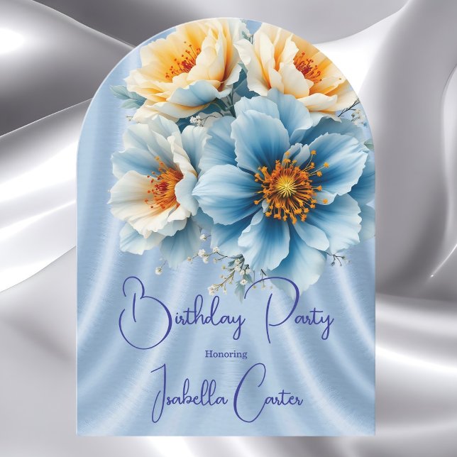 Convite Festa de aniversário bonito das flores amarelas az (Criador carregado)