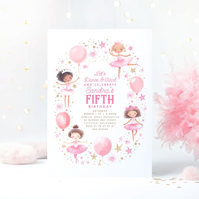 Convite Festa de aniversário Bonito de Ballerinas (Little Ballerinas Birthday Party Invitations)