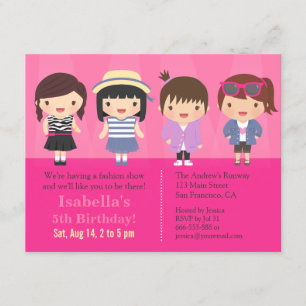 Convite Festa de aniversário bonito do desfile de moda da