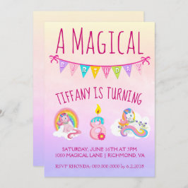 Convite Festa de aniversário Bonito do Unicórnio para cria